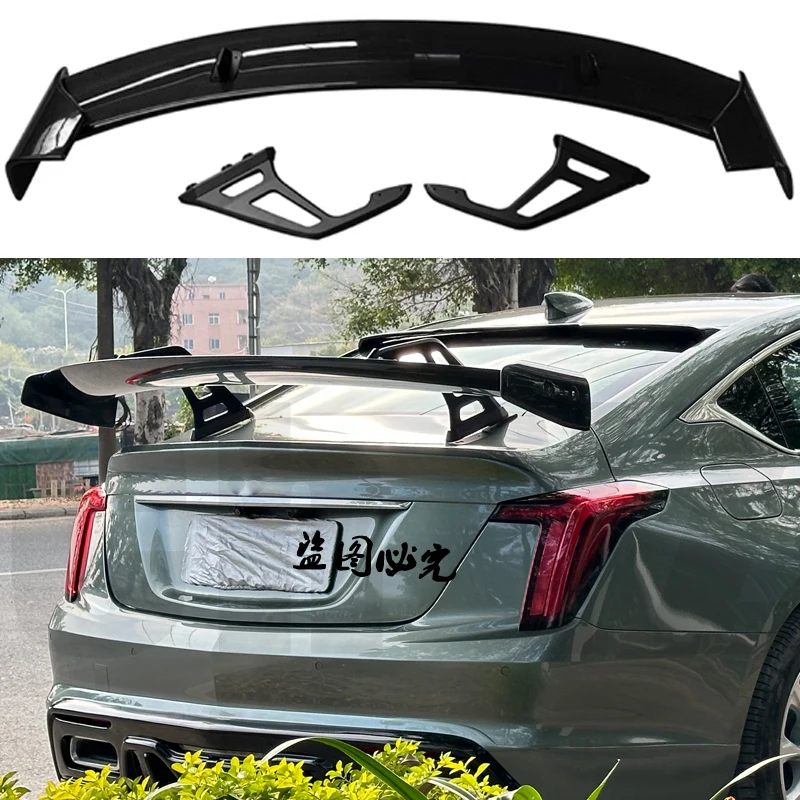 For Cadillac CT4 CT5 Rear Trunk Iid GT Universal Spoiler Tail Accessories  Real Carbon Fiber Black Exterior Car Rear Spoiler