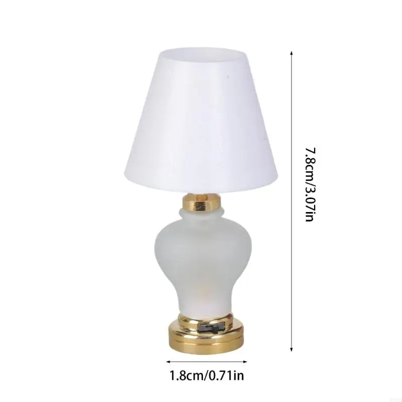 Slaapkamer witte tafellamp miniatuur meubels model poppen huizen accessoire realistische verlichting speelgoed speelset 1:12