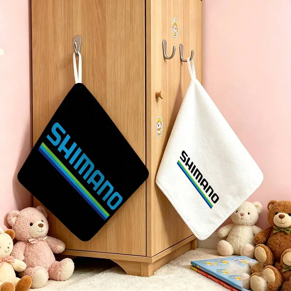 LOGO S-Shimano Polyester   Hanging Style Hand Wiping Towel Polyester Cotton Anti-fade For Indoor Kitchen Living Room