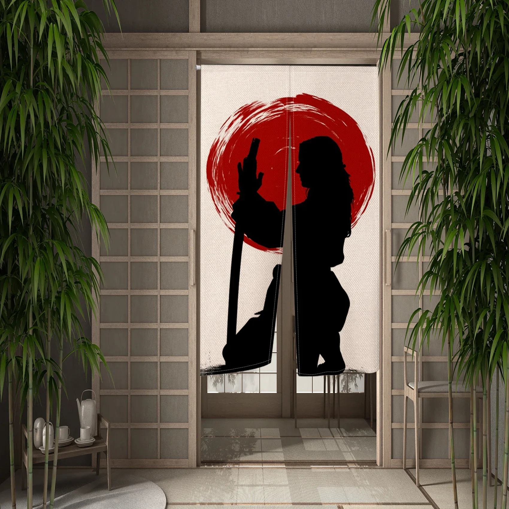 Japanese Door Curtain Japan Samurai Ronin Sun Armor Restaurant Kitchen Entrance Partition Customed Doorway Curtains Half-Curtain