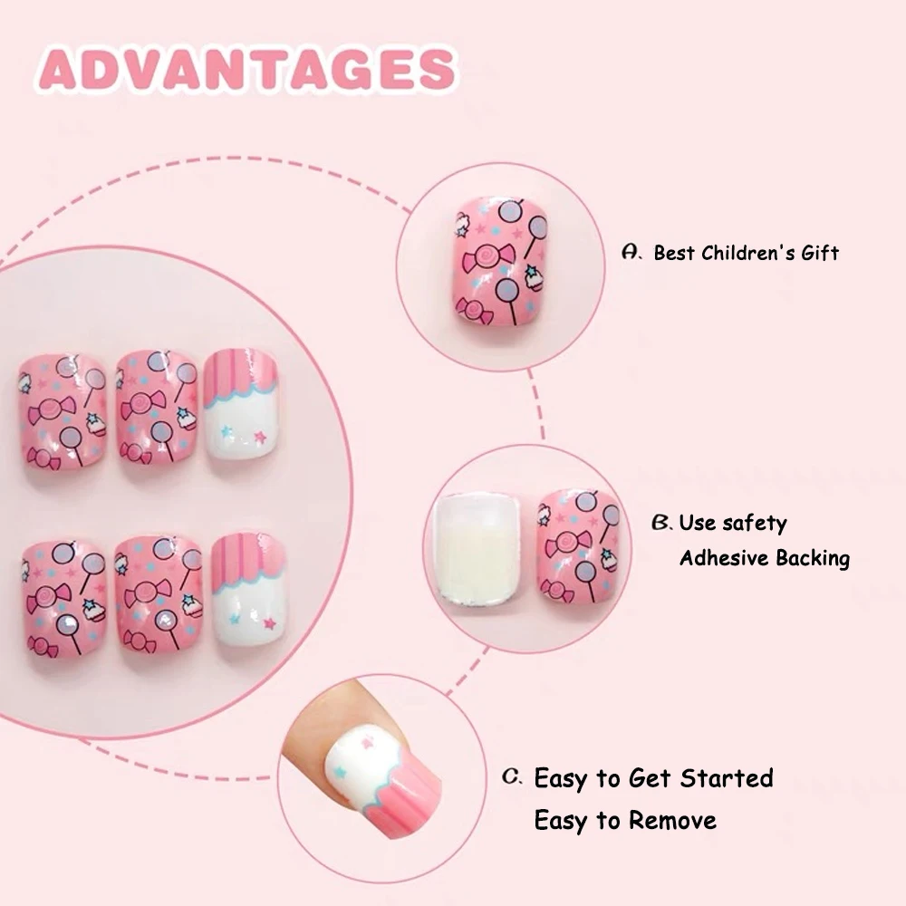 24pcs Kuromi Press On False Nail Sanrio Accessories Y2k Kawaii Cartoon Design Fake Nails Fashionable Detachable Manicure Gift