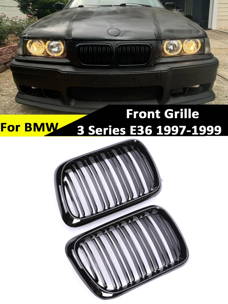 

For BMW 3 Series E36 LCI 1997 1998 1999 Air Intake Lower Matte Black Front Bumper Kidney M Style Grille Racing Grills Facelift