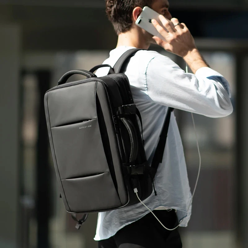 HK Travel Backpack Men Business Backpack Expandable School Bag Large Capacity 15.6\