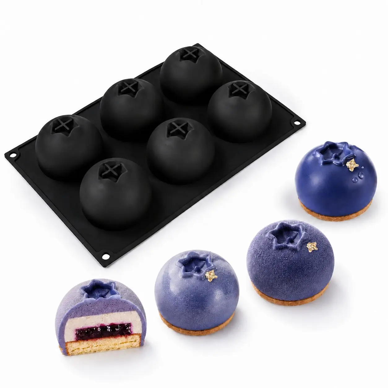 3D Mango Silikon-Kuchenformen - Lebensmittelechte Dessert-Backformen für Gebäck, Fruchtmousse, Küche, Party, Blaubeer-Form – Detail 10
