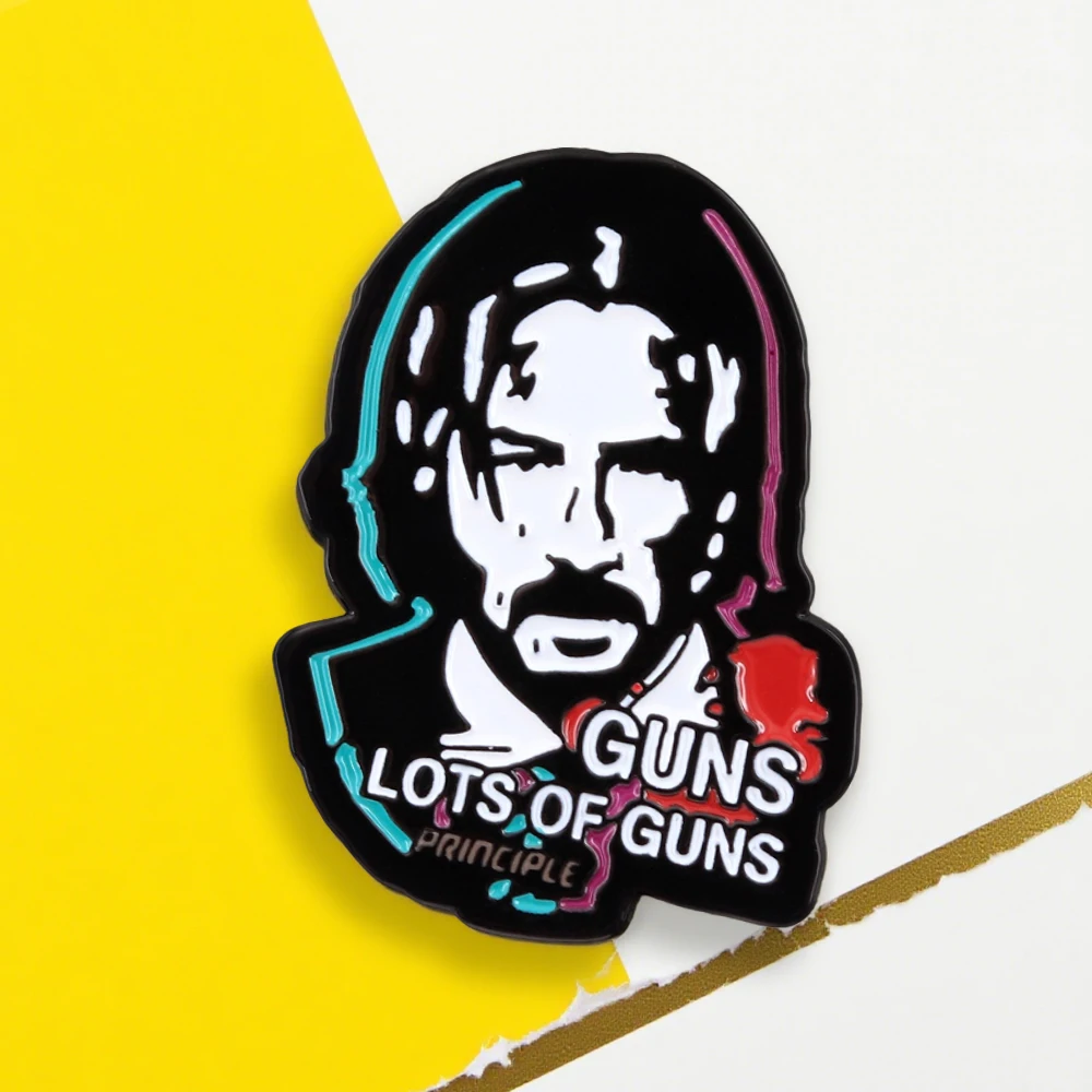 John Wick Protagonist Character Badge Creative Cartoon Design Enamel Pin Movie Peripherals Brooch Fans Collect Souvenirs Gift