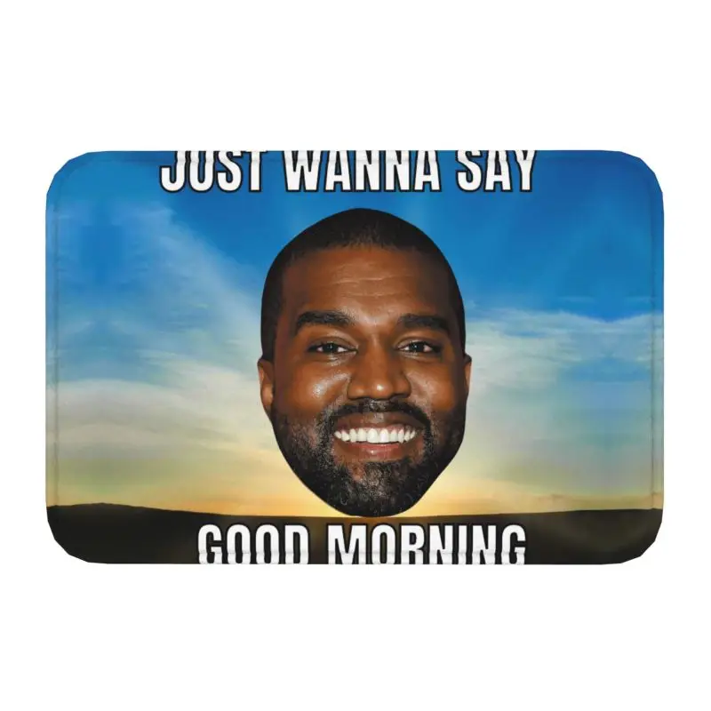 Custom Funny Kanye West Meme Front Door Mat Anti-Slip Outdoor Waterproof POP Rapper Doormat Garden Garage Entrance Rug Carpet