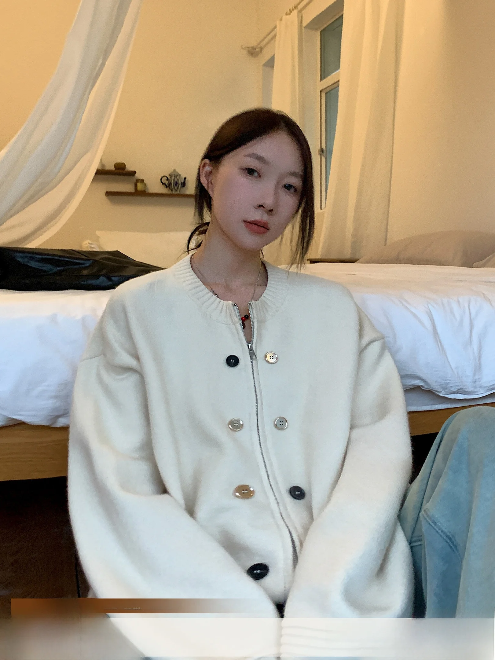 

Comfortable ternoon Leisure Knitted Open Cardigan Sweater Women's Korean Sle Casual Thin Outerwear Warm round Ne Long S...