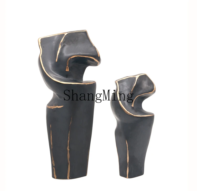 

CL New Chinese Modern Simple Creative Countertop Ceramic Vase Model Room Hotel Clubhouse Soft Decoration Ornament New Product