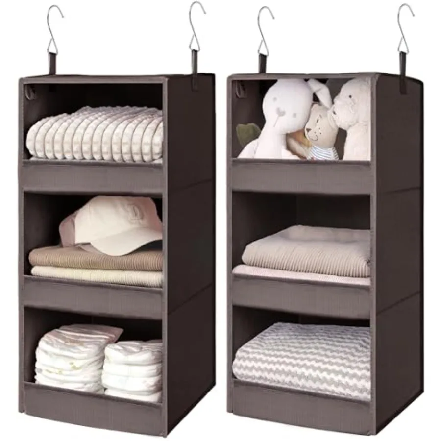 

Подвесные органайзеры для шкафа с 3 полками и складной конструкцией, с 2 металлическими крючками, герметичная подвесная полка для хранения