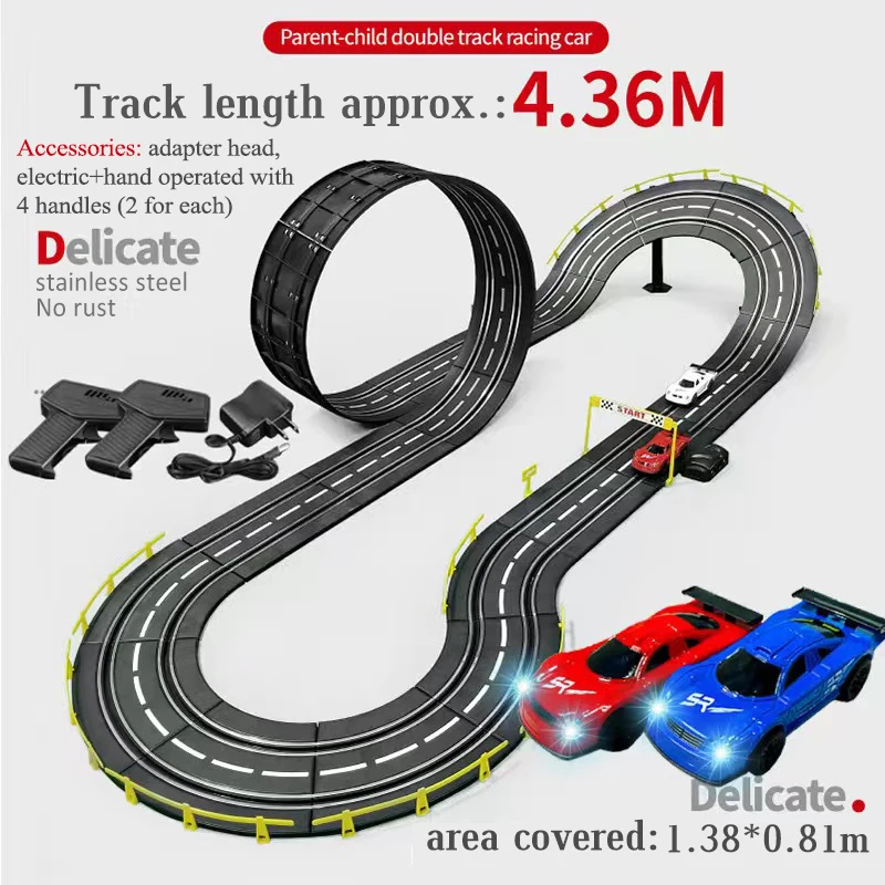 4-21m Electric Remote Control Track Racing Cars Toys Large Circuit  Track Competitions Double Handles Manual Power Interactive