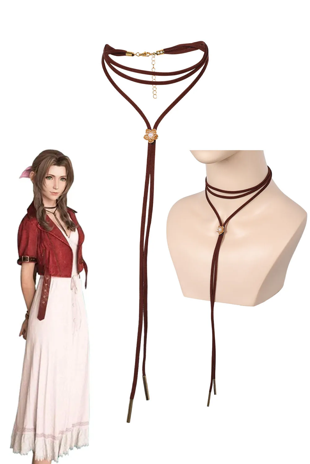 Final Fantasy VII Cosplay Aerith Cosplay Necklace Costume Disguise Props For Women Adult Neck Lace Halloween Carnival Suit