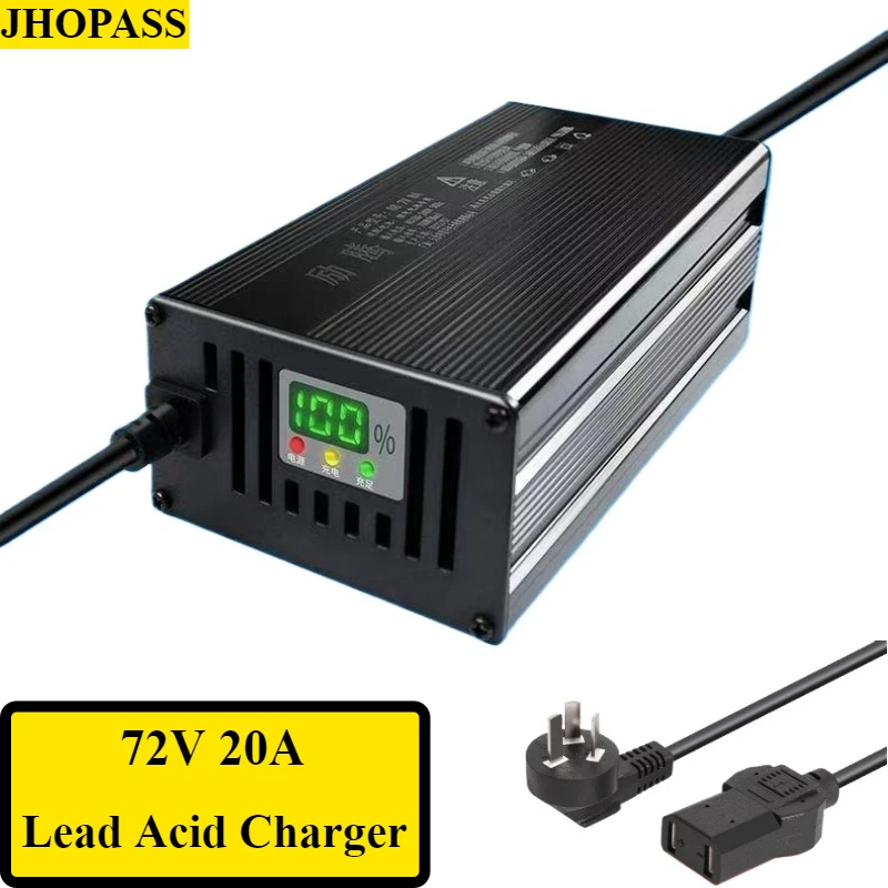 

For Smart 72V 20A GEL AGM Dry LCD Lead Acid Battery Charger for Four-Wheeler NEV RV E-Bike 110V or 220V with UK US EU AU Plug