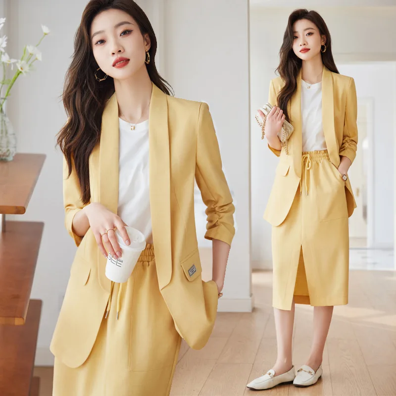 

High-Grade Suit Jacket for Women Spring and Summer New 2023 Design Sense Niche Temperament 3/4 Sleeve Suit Suit Skirt