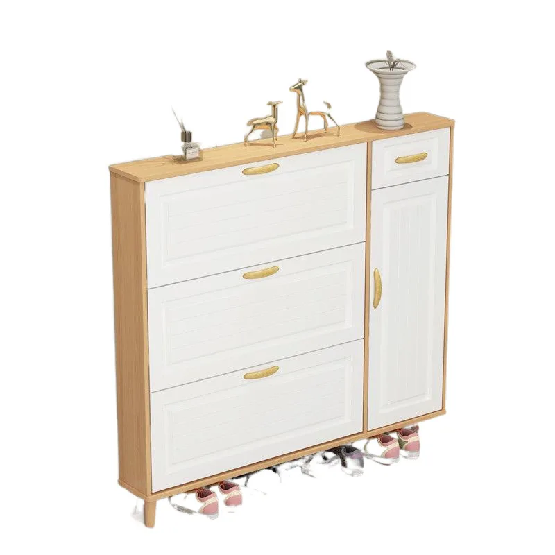 

Nordic all-wood solid wood shoe cabinet large capacity ultra-thin tipping bucket door entry home