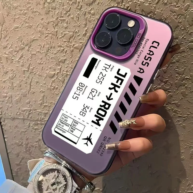 INS Design JFK ROM الصعود تمرير تذكرة جراب هاتف آيفون 16 11 XS X XR 13 12 14 15 برو ماكس 7 8 Plus SE غطاء