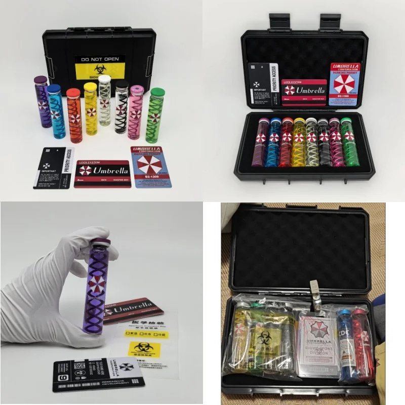 Nuevo estilo, 1 Juego, réplica de vial de muestra de T-Virus Resident Evil hecha a mano en 8 colores | Juguete coleccionable modelo Diy - Regalo de cumpleaños8