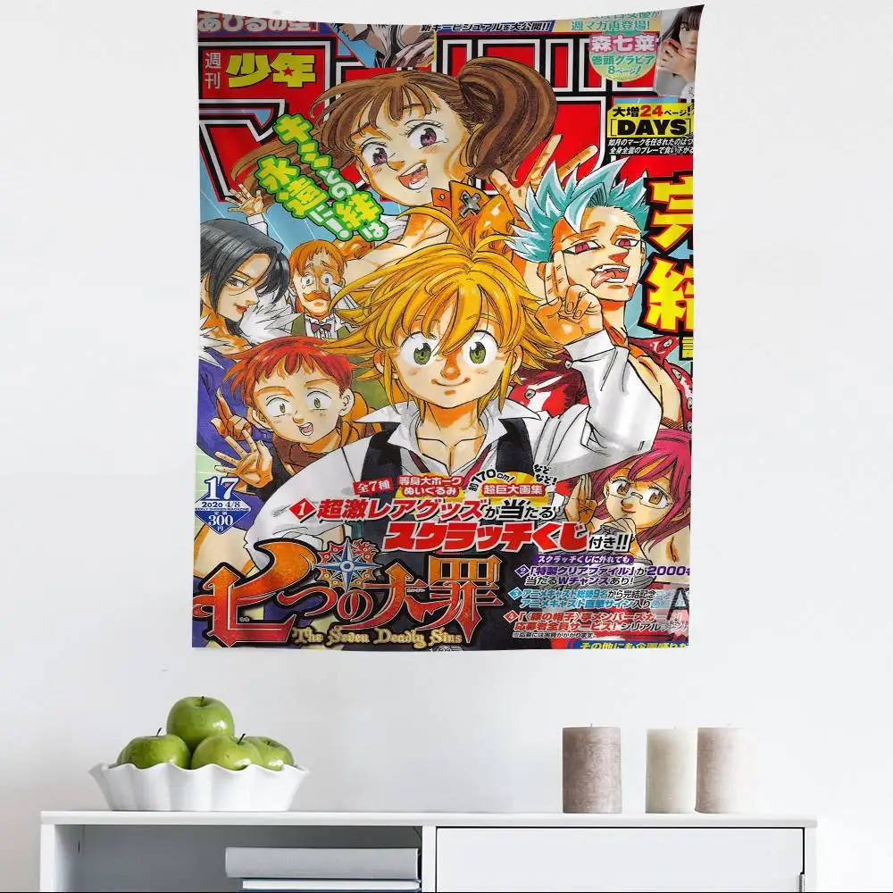 The Seven Deadly Sins Cartoon Anime Tapestry – Art Decor for Fantasy Room, Home Rental House, Dorm & Wall Hanging Sheets