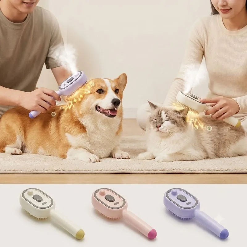 Electric Dog Brush Spray Dogs Cats Massage Comb Hair Remover Brush with Liquid Dispenser Anti-Tangle Pets Fur Care Grooming Tool