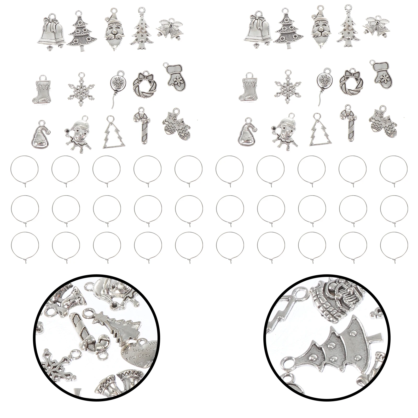 

1 Set Of Diy Bracelet Pendants Mixed Type Christmas Wine Glass Ring Pendant For Xmas Decor Earring Necklace Anklet Diy Jewelry