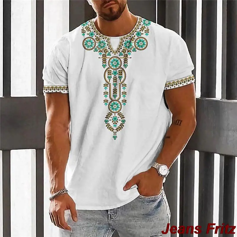 Vintage Ethnic T-shirt 3D Print Clothing O-Neck Men Tops Oversized Short Sleeve Tee Summer Loose Male Streetwear Mens Clothes