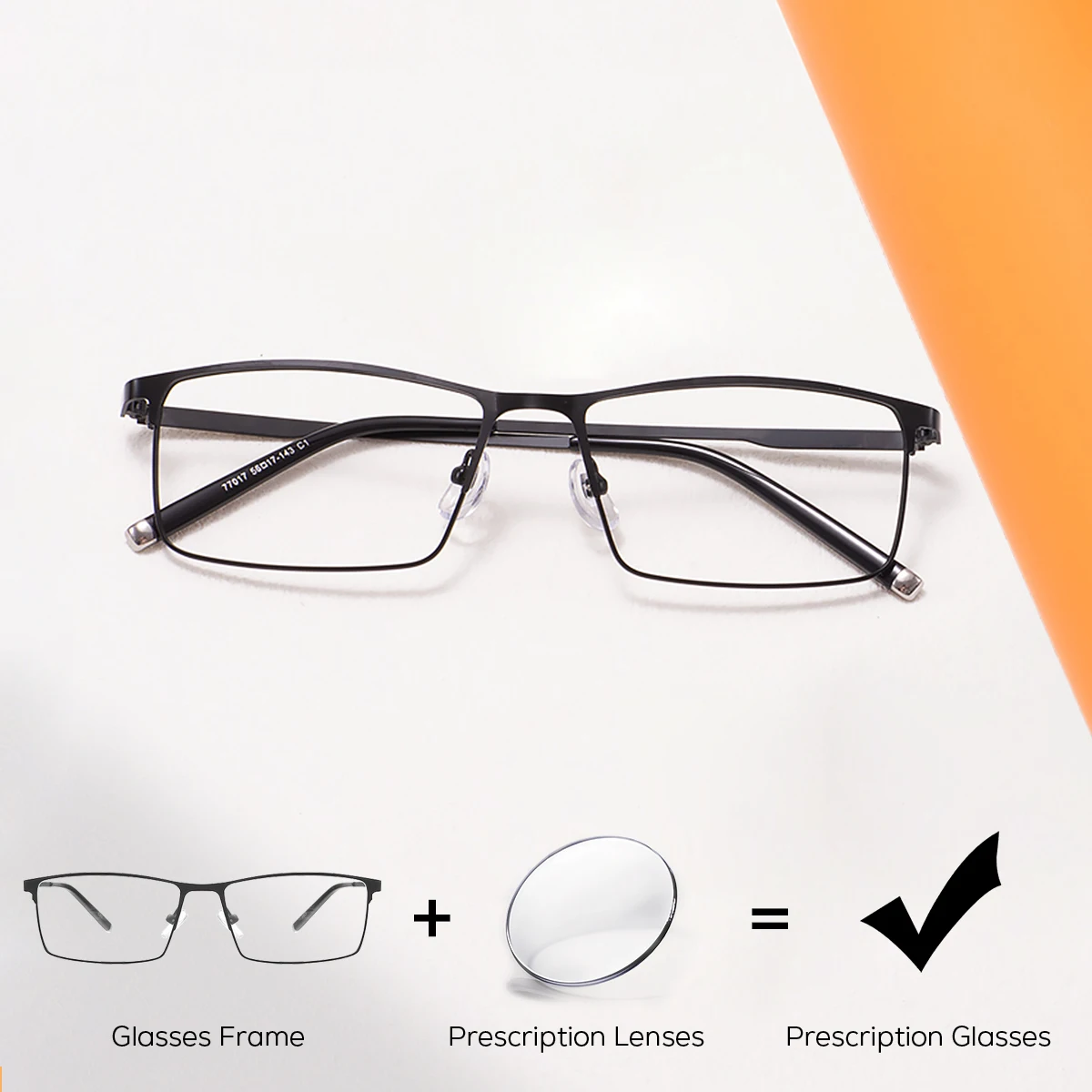 

Men's Square Metal Large Prescription Glasses Classic Business Computer Reading Optical Eyeglasses Progressive Polarized Eyewear