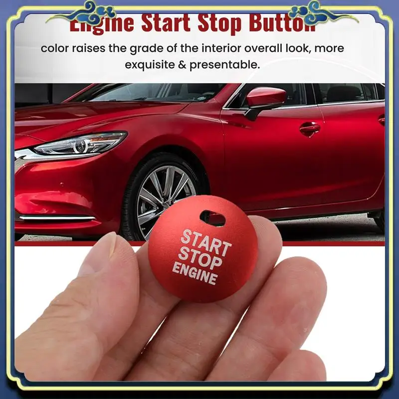 AU16-2Pc Set Keyless Engine Push Start Button & Surrounding Decoration Ring For Mazda 3 6 CX-3 CX-5 CX-9 MX-5 With Push Start En