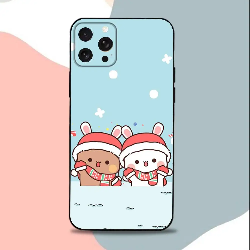 Casing HP C-Cartoon BUBU Lucu DUDU-es Untuk iPhone 15,13,16,12,11,17,14,Plus,Pro,Max,XS,XR,X,SE,Mini, Bahan Silikon Lembut Warna Hitam