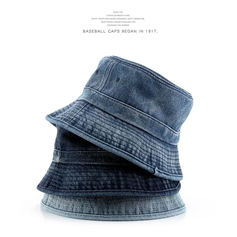 

2022 New Foldable Fisherman Hat Washed Denim Bucket Hats Unisex Fashion Bob Caps Hip Hop Gorros Men Women Panama Bucket Cap