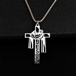 Stainless steel Thorn Jesus Cross Necklace for men's casual religious Cross pendant necklace jewelry