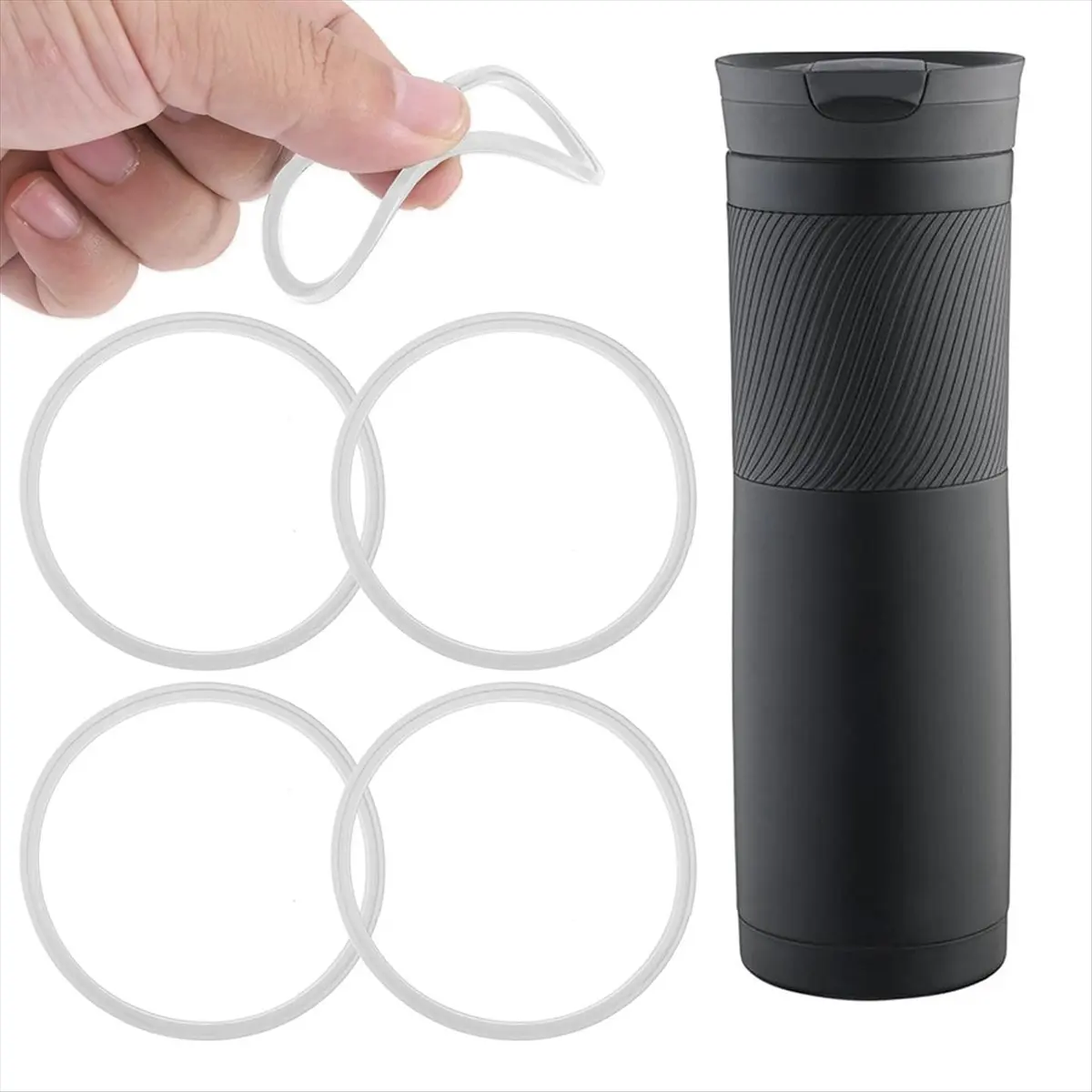 4PCS Replacement Rubber Lid Seals for 16oz & 20oz Contigo Travel Mug O Shaped Lid Gasket Replacement Part Transparent