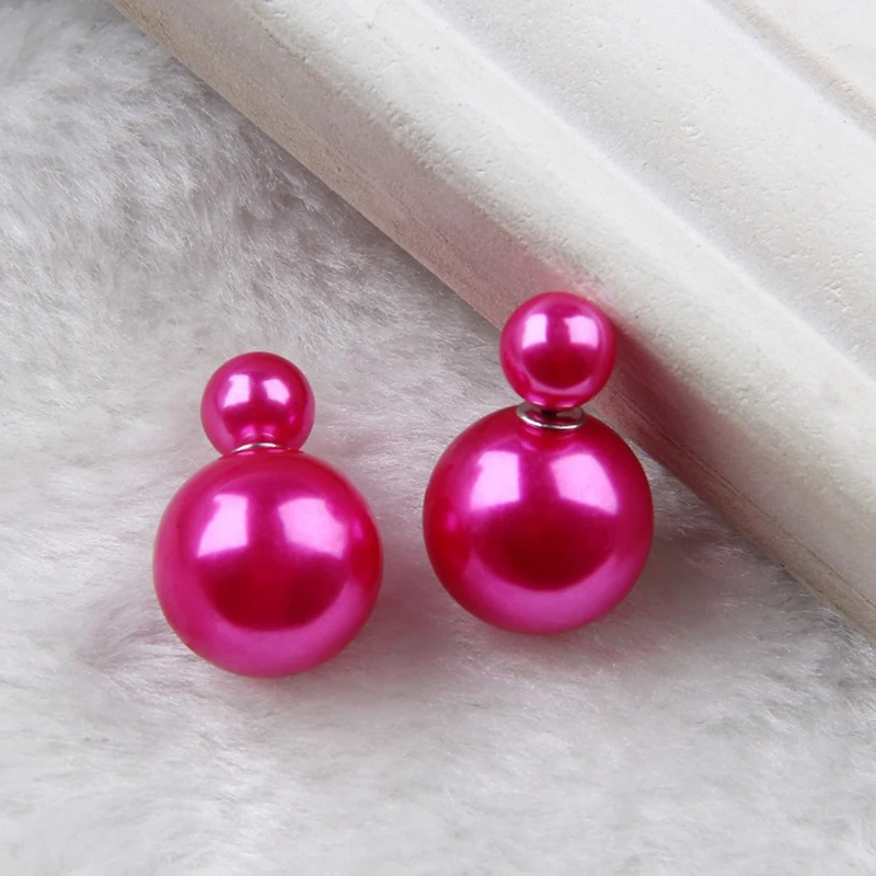 5pairs/Lot Double Sides Big Ball Stud Earrings New Maxi 8 Color Simulated Pearl Earrings For Women Hot Selling Party Accessories