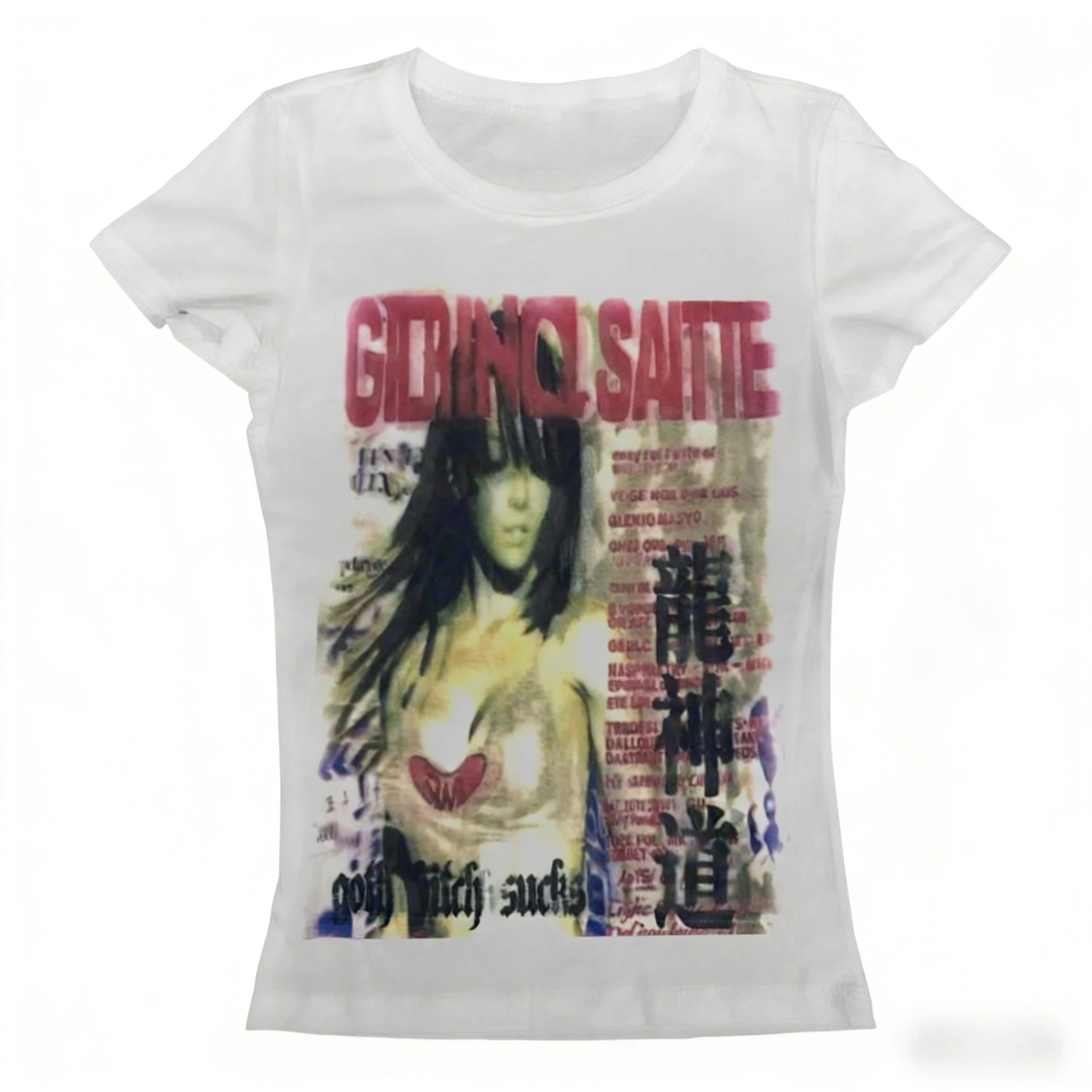 Rash-wearing Female Patterned Cotton T-shirt 2026 New Style Gothic Style for Both Men and WomenStreet Casual Short-sleeved Shirt