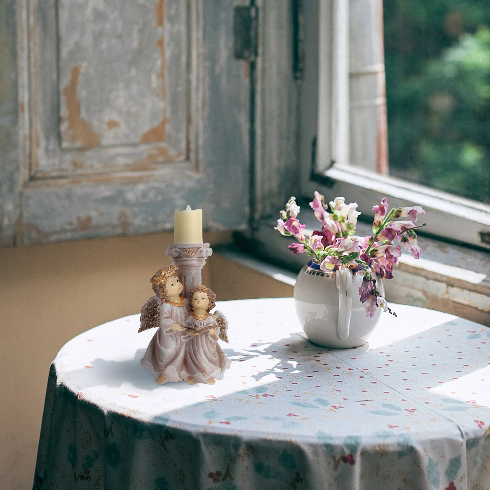 

1Pcs Angel Shaped Candleholder Creative Resin Stand for Wedding Party Home Decor Romantic Atmosphere Candlestick with