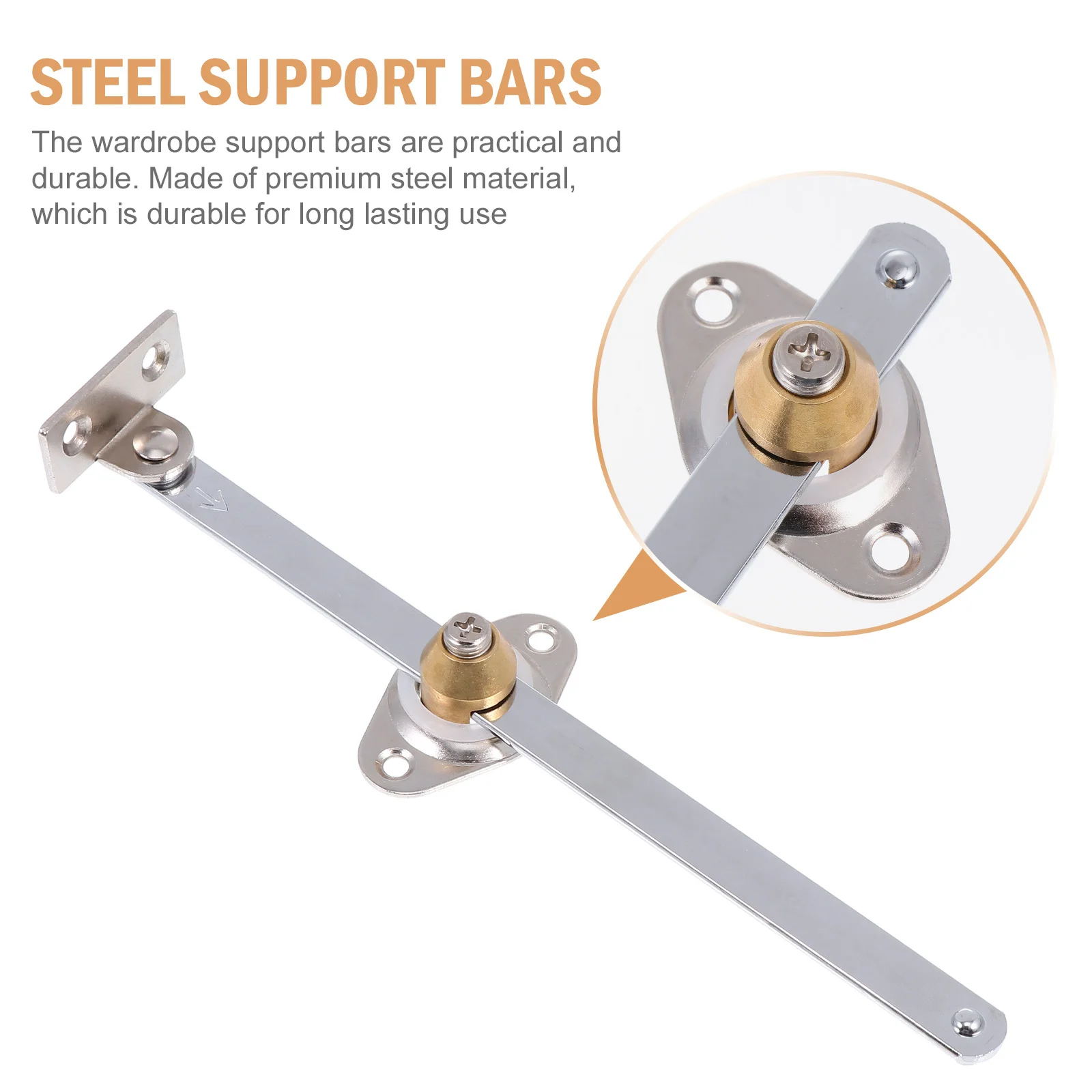 

2pcs Silver Cabinet Door Support Bars 90 Degree Steel Stretch Bars For Closet Wardrobe Furniture Hinges Durable Mechanical