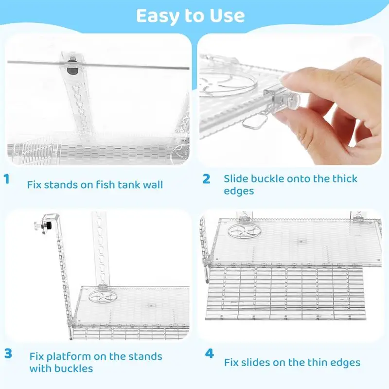 Transparent Turtle Basking Platform Turtle Platform Screwless Installation Hanging Turtle Ramp For Turtle Fish Tank Aquarium