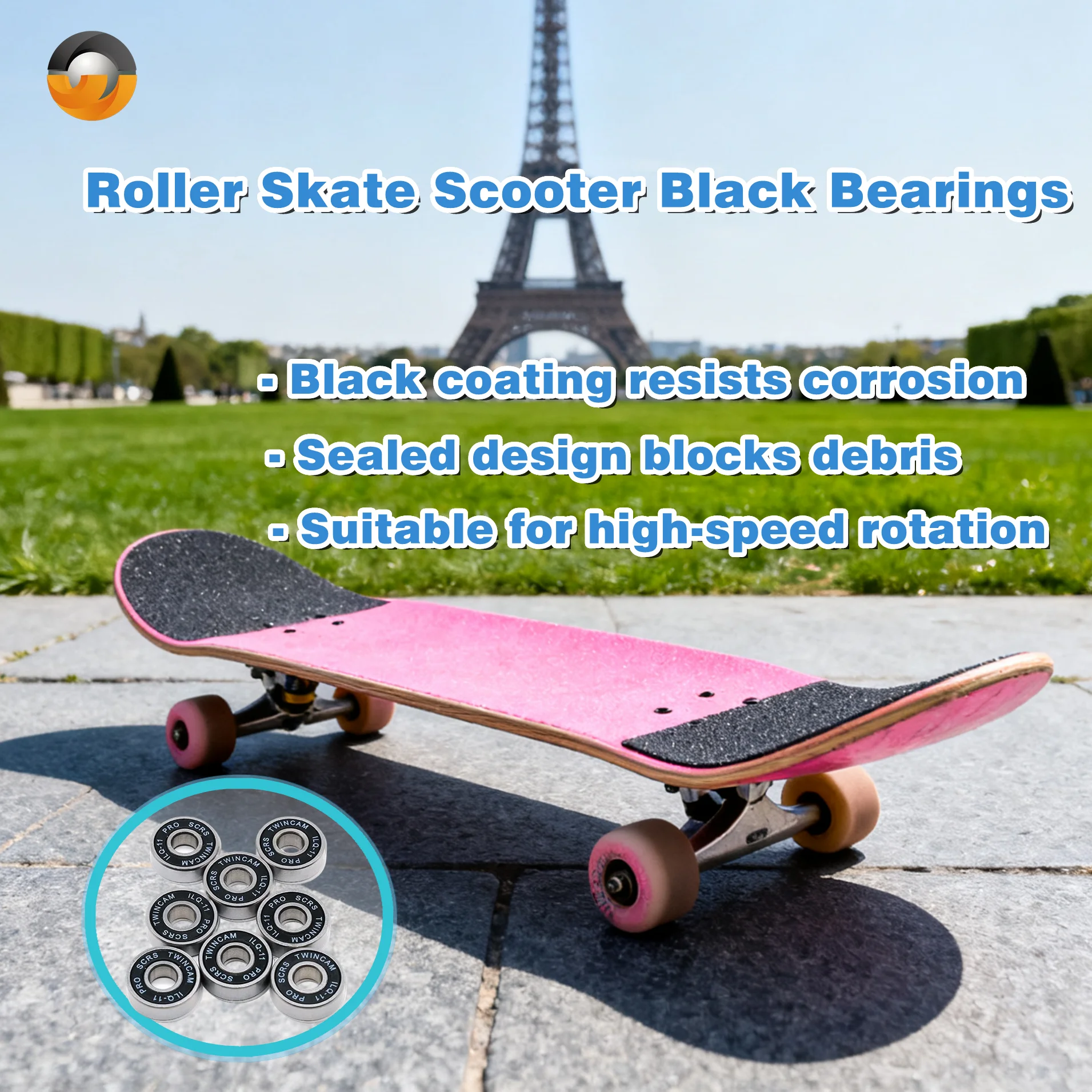 8 szt. Łożysk 608RS ABEC-11 608 do rolek, hulajnóg, deskorolek 8X22X7mm, czarne łożyska 608 o wysokiej wydajności