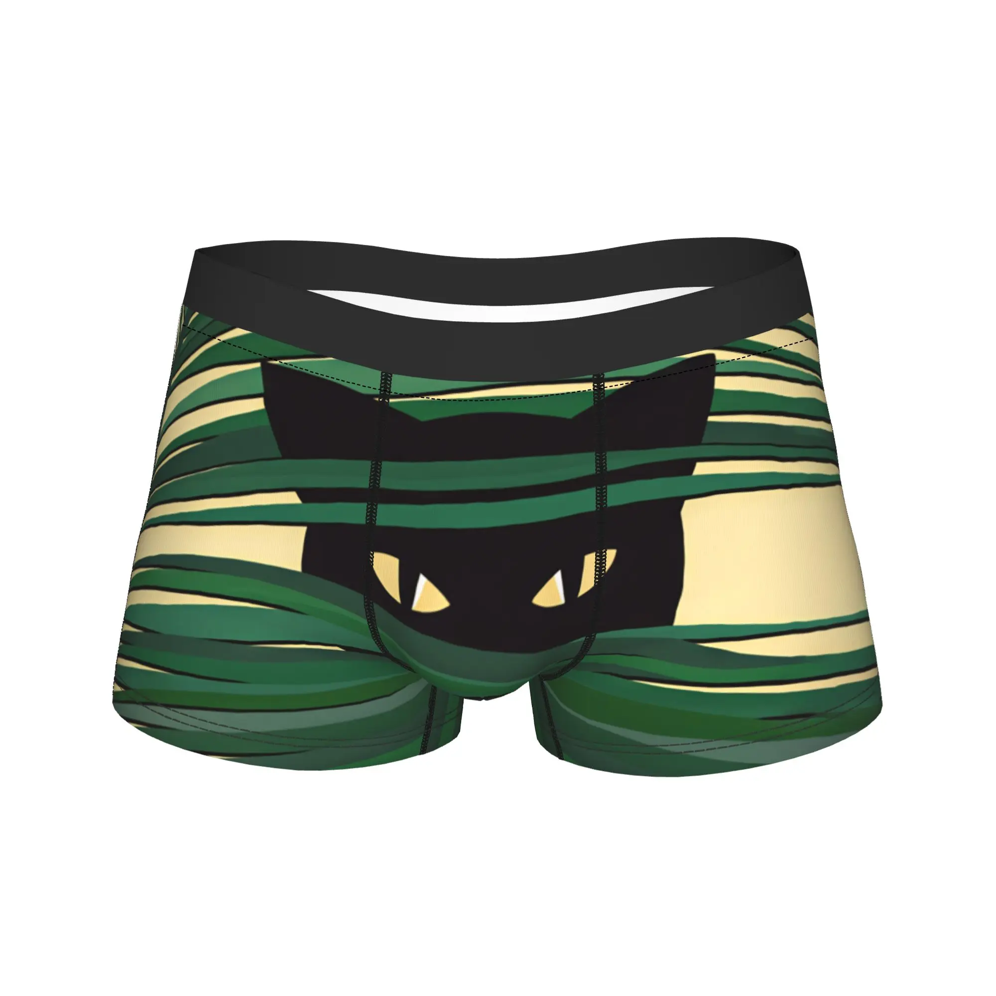 

Black Cat Peeking Through Green Palm Leaves Minimal Flat Art Underwear Male Underpants Novelty Trunk Hot Sale Shorts Briefs