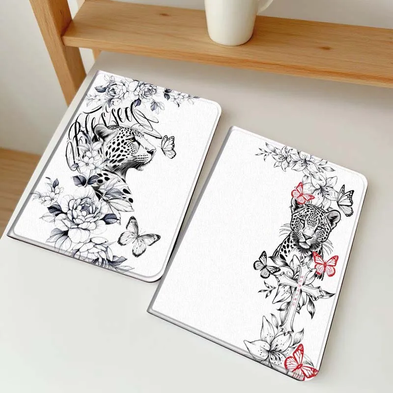 

Leopard Flower Butterfly Pattern Tablet Case For Apple iPad Air Pro mini 1 2 3 4 5 6 7 8 9 11 M2 M3 M5 M4 5th 6th 7th 10th 11th