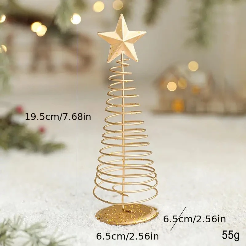 Iron Golden Christmas Tree Decoration Festive Tabletop Ornament Holiday Home Decor Xmas Tree Figurine Christmas Party Decoration