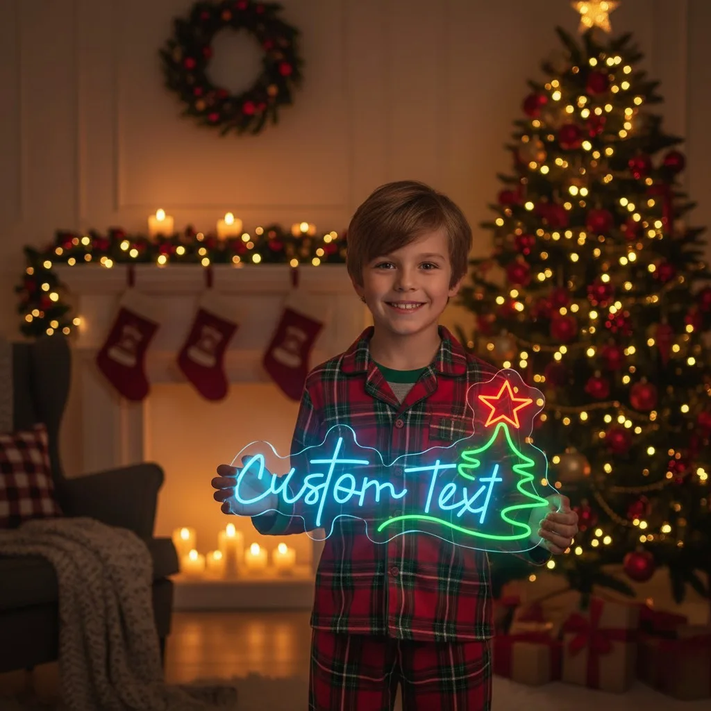 مخصص عيد ميلاد سعيد النيون تسجيل ، هدية طفل ، النيون تسجيل الفن ، النيون جدار ديكور مخصص ضوء النيون عيد الميلاد السنة الجديدة جدار ديكور