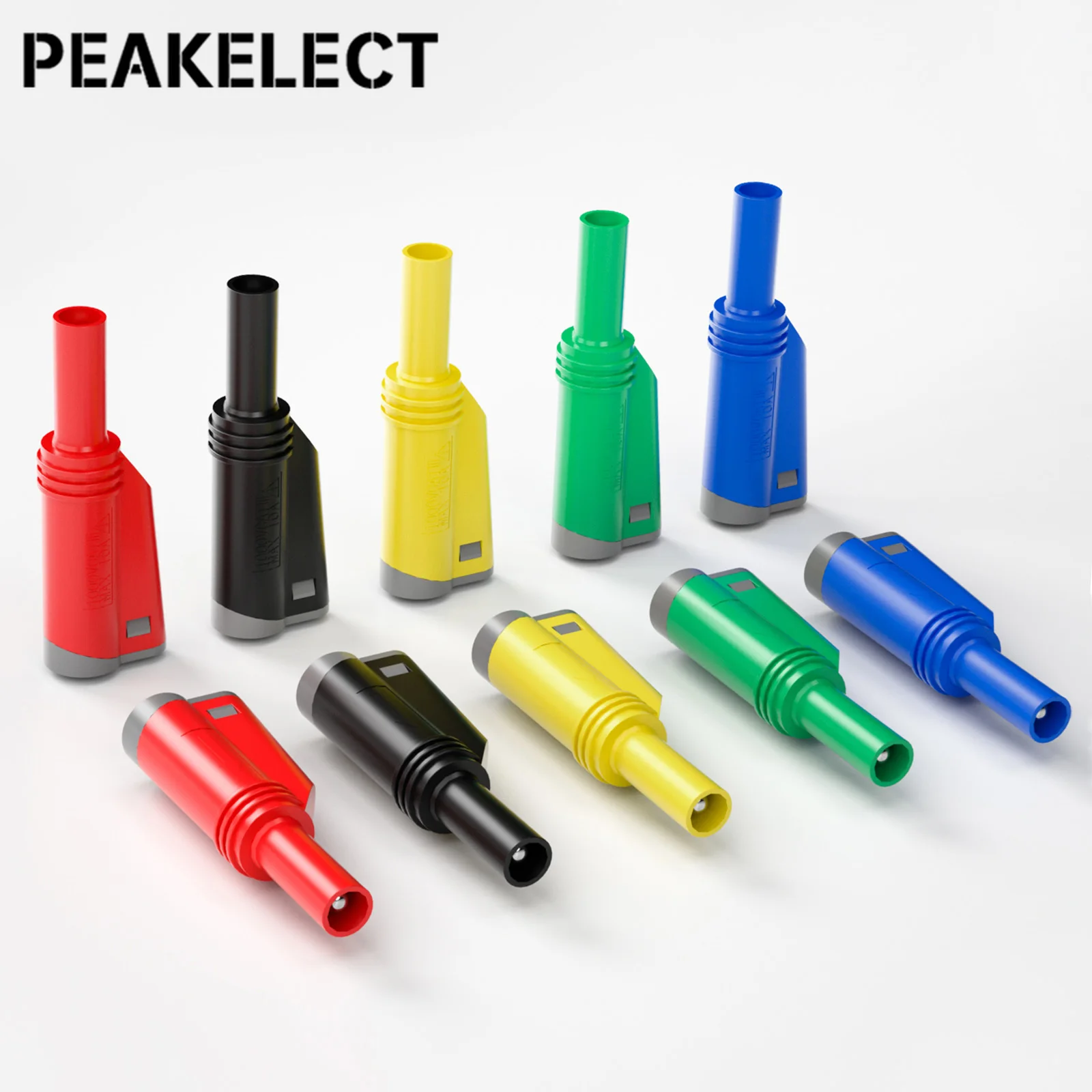 Peakelect P3005 Stackable Safe 4mm Banana Plug Solder/Assembly High Quality Welding-free Connector for Multimeter Testing