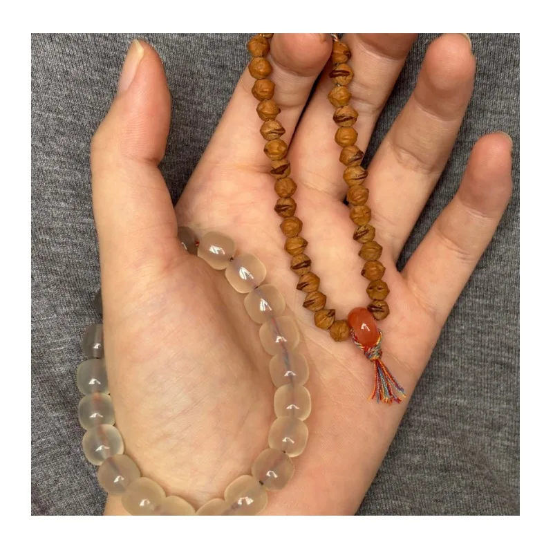 

New~ Ice Through Baoshan Litchi Frozen Bracelet Stacked with Red Skin Passion Seed Bracelet Wenwan Ethnic Style Bracelet Jewelry