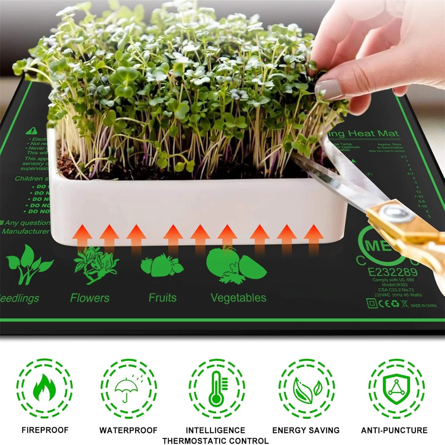 Plant Growth Heating Pad Quick Heating Mat 50x52CM US/EU Plug 220V/110V Safe Durable Seedlings Pets Reptiles Heating Pad