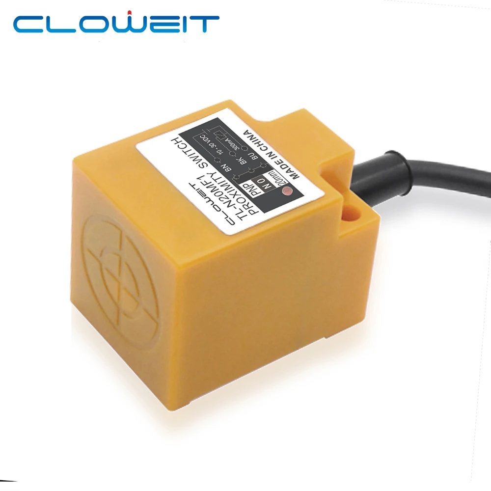 Cloweit 20mm Distance Sensitive Metal Detection Square Switch Inductive Proximity Sensor TL-N20M