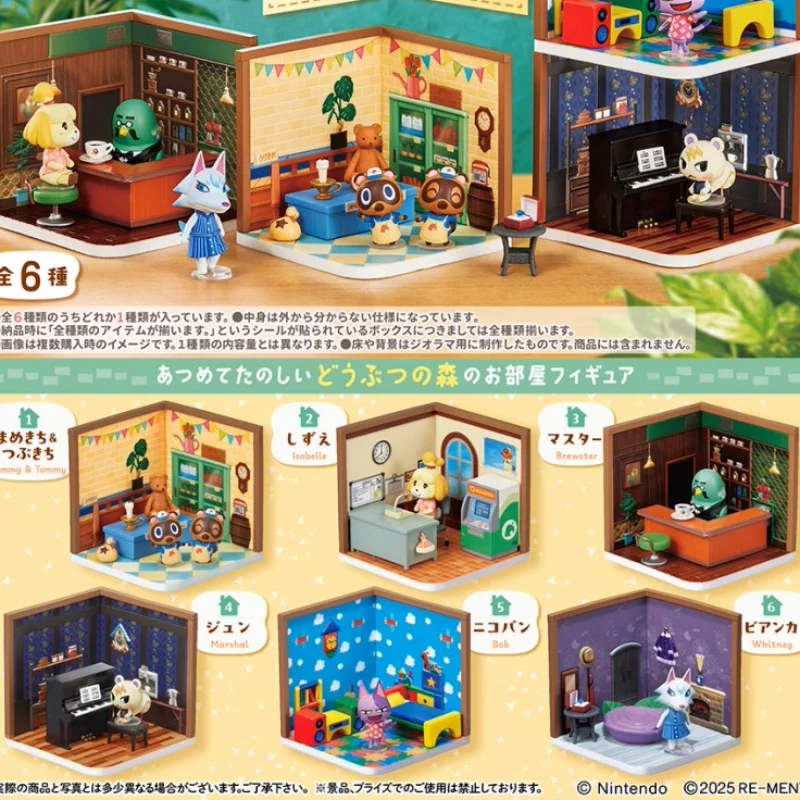 Boîte aveugle originale Re-Ment Animal Crossing Happy Room, ornement de bureau, Mini figurines miniatures, Collection, cadeau de noël pour enfants