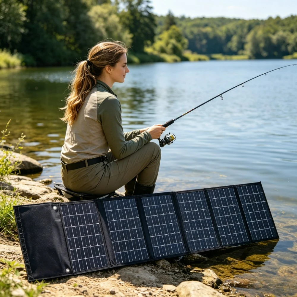 50W 90W Foldable Handheld Solar Charger Waterproof ETFE Solar Panel Dual USB DC Output Portable Power Bank For Camping Hiking
