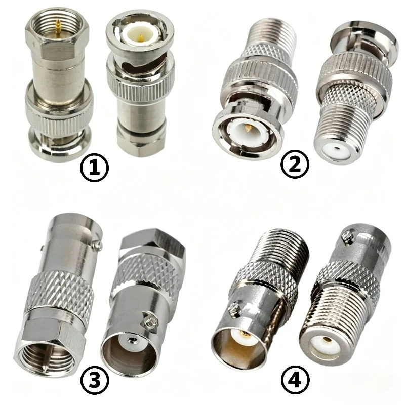 BNC Male to F Female Adapter BNC to F-Type RF Coaxial Connector Gold Plated 50 Ohm for TV Antenna