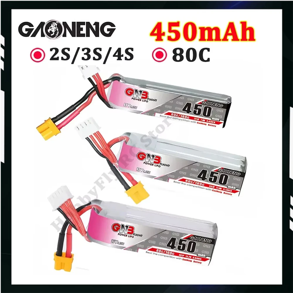 GAONENG (GNB) 2S 450mah HV 80C XT30 Lipo Battery