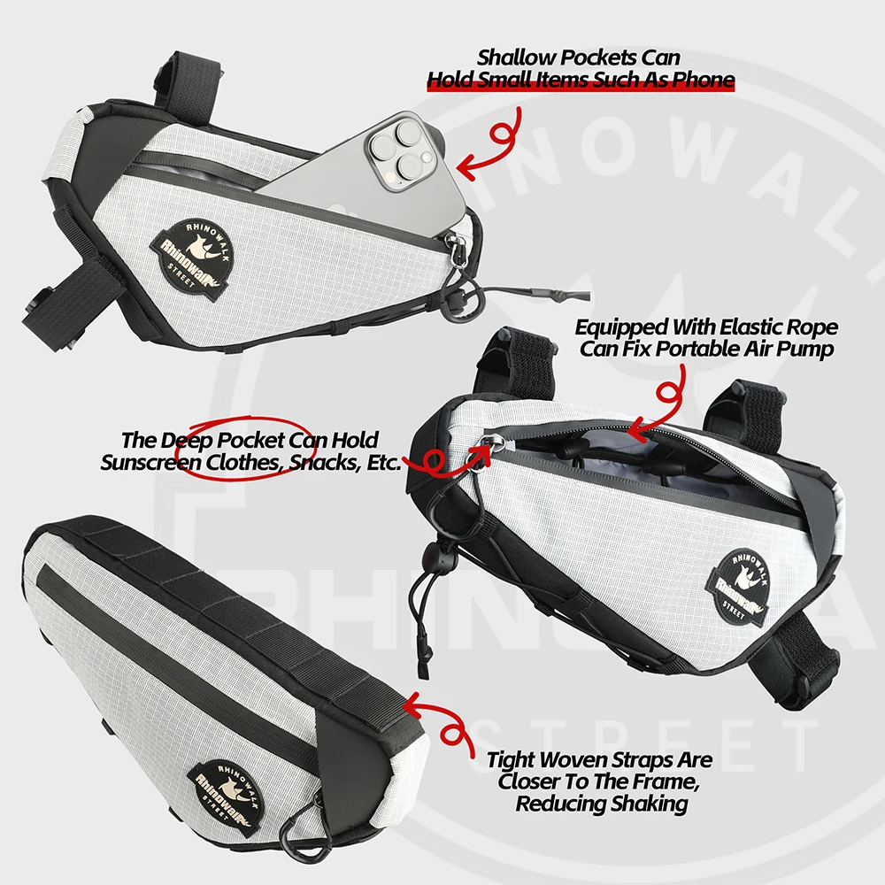 Rhinowalk مقاومة للماء دراجة تحت أنبوب تخزين حزمة ل Mtb والطريق الحصى دراجة إطار دراجة هوائية حقيبة الدراجات إكسسوارات الأمتعة #4