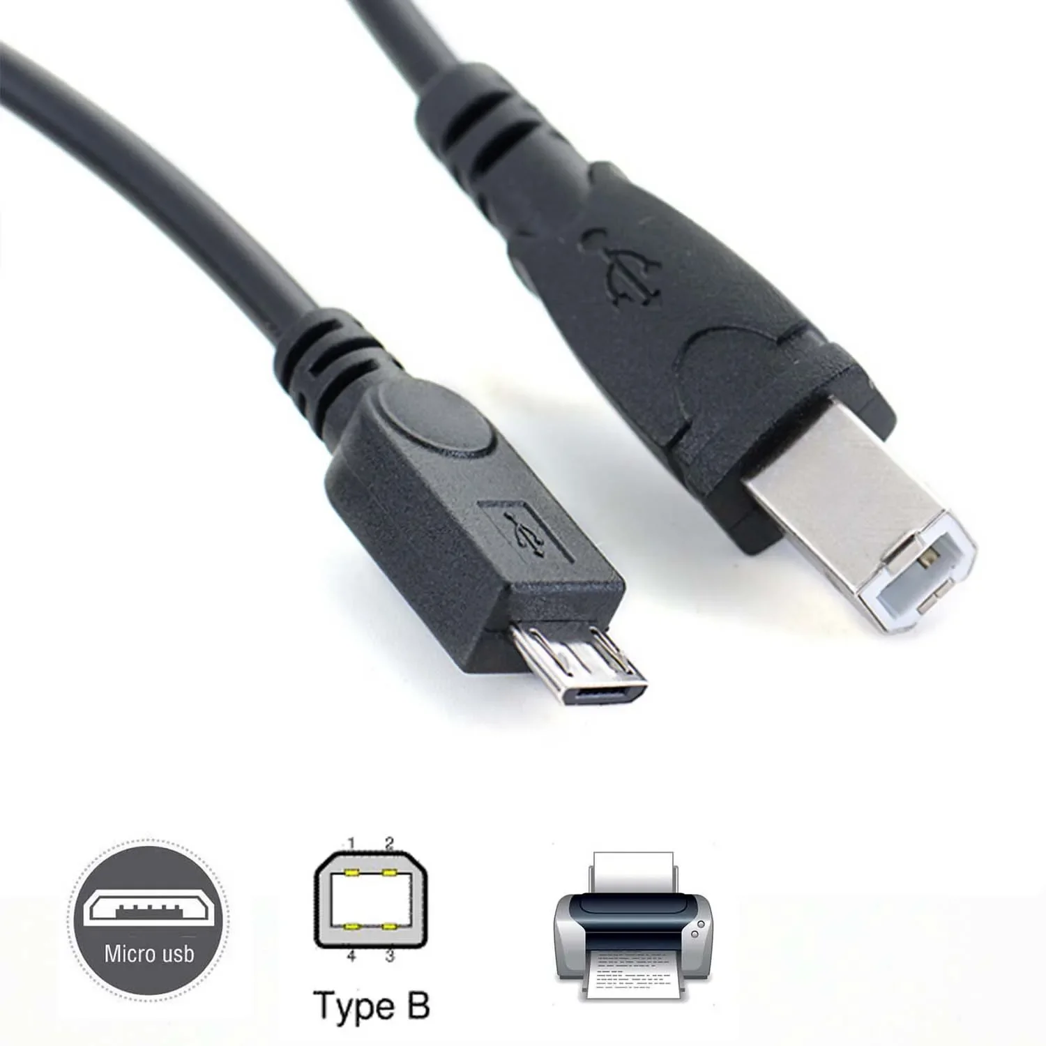 Кабель Micro USB/USB 2.0, технология OTG, для подключения принтера, сканера, смартфона, планшета